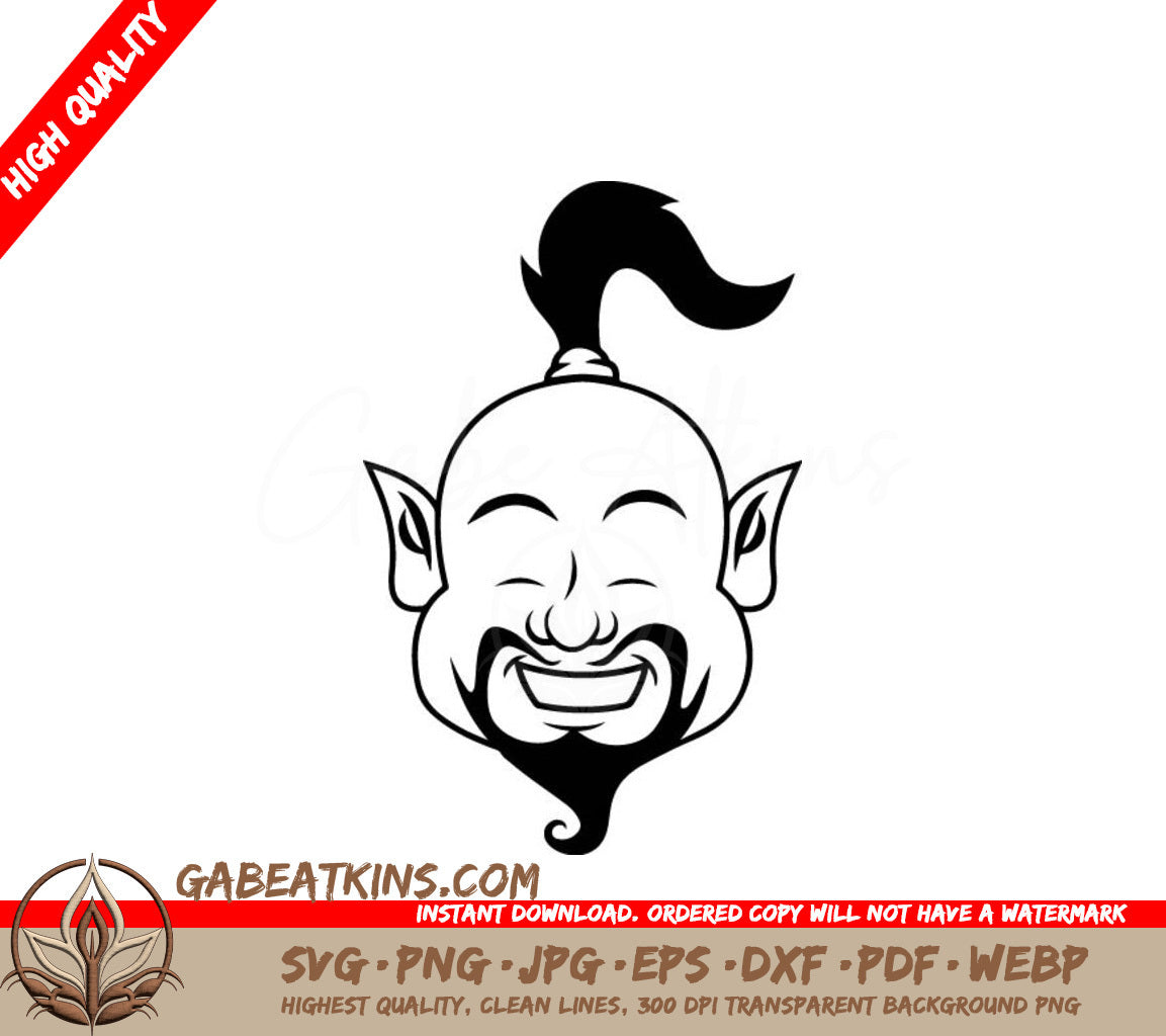 Laughing Genie Head SVG -  Fantasy Design SVG