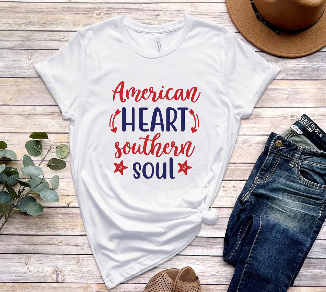 American Heart Southern Soul Patriotic SVG | You will get American Heart Souther Soul SVG, PNG, JPG, EPS, DXF, PDF and WebP File Formats