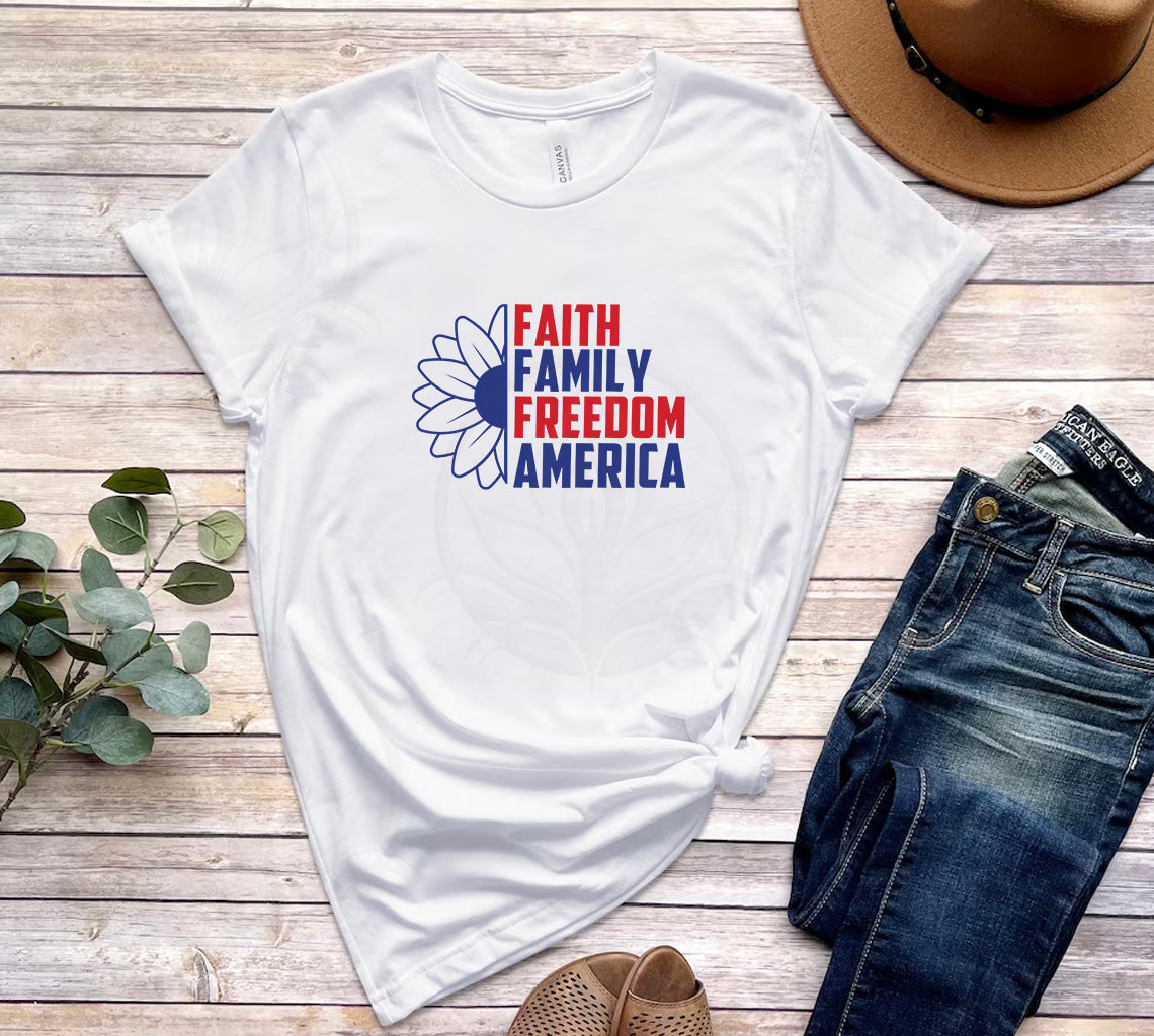 Faith, Family, Freedom America SVG for Crafting 4th of July with Silhouette and Cricut | You Get Faith Family Freedom America SVG, PNG, JPG, EPS, DXF, PDF 