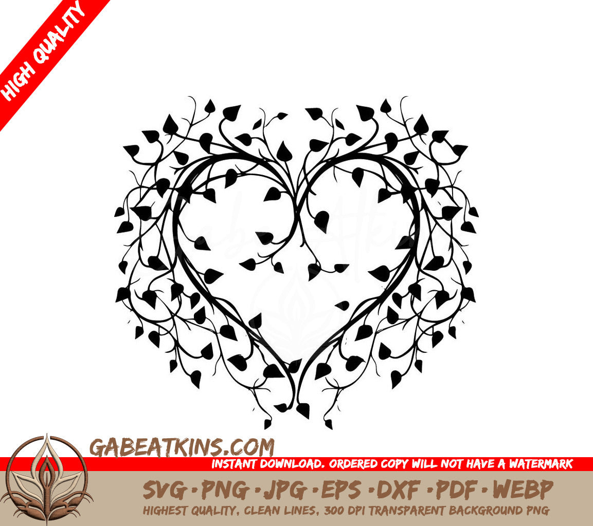 A Heart Made Of Branches And Leaves On A White Background SVG - Leafy Heart SVG