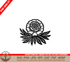 Leafy Marigold Blossom SVG - Digital Product 9 Formats for FlexIBILITY