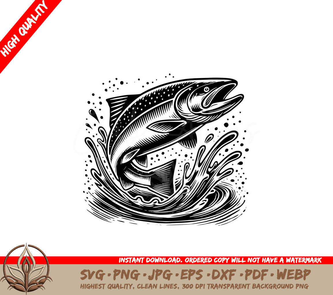 Leaping Salmon Splash SVG - Digital Product incl. multiple formats