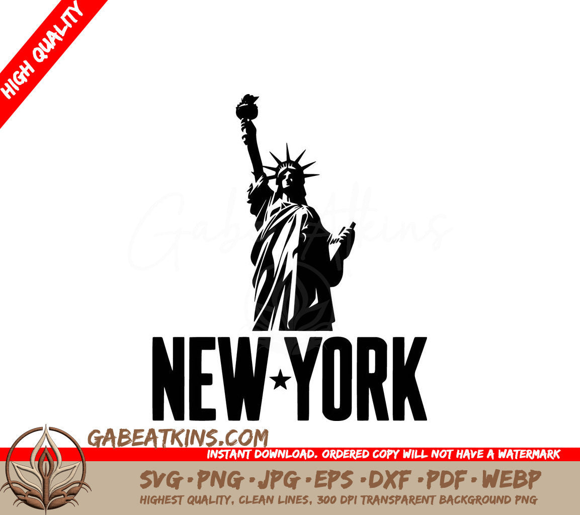 A Black And White Image Of The Statue Of Liberty And The Word New York SVG - Liberty in New York SVG