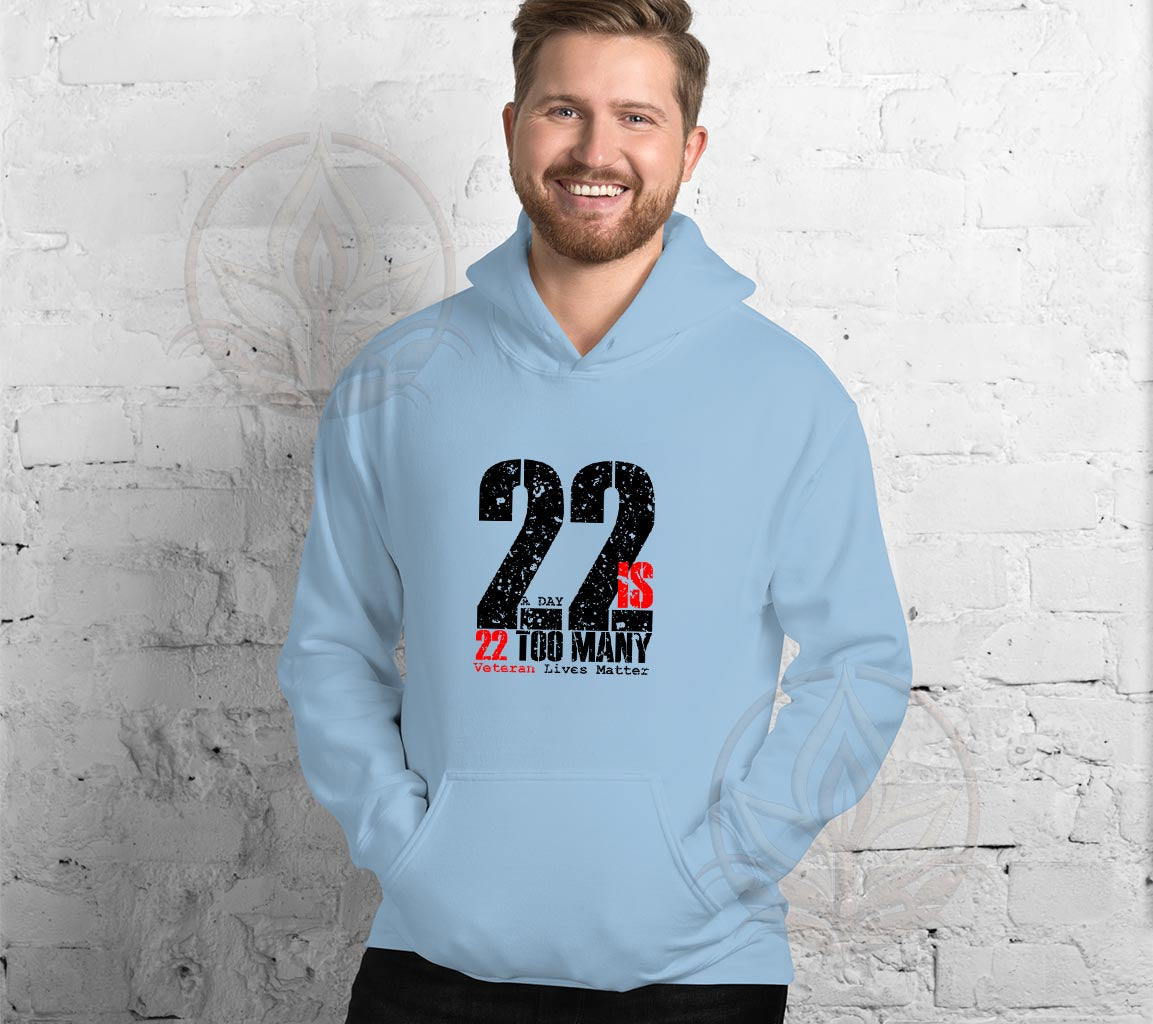 22 A Day is 22 Too Many Veteran Support Hoodie | End Veteran Suicide | | Veteran Suicide Awareness Hoodie