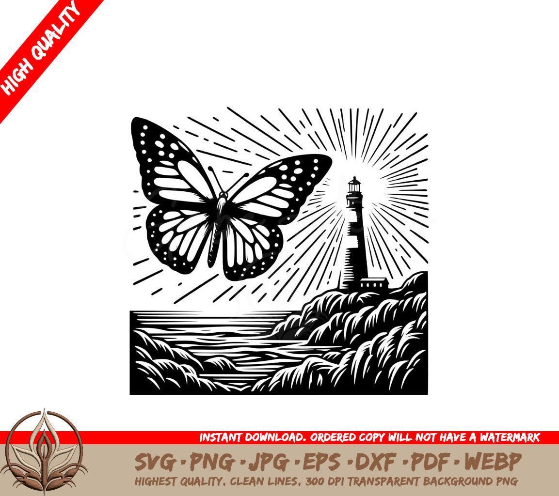 Lighthouse Butterfly Glow SVG