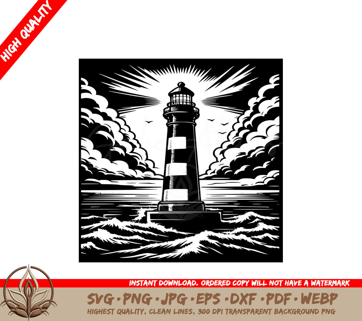 Lighthouse Weathering Waves SVG