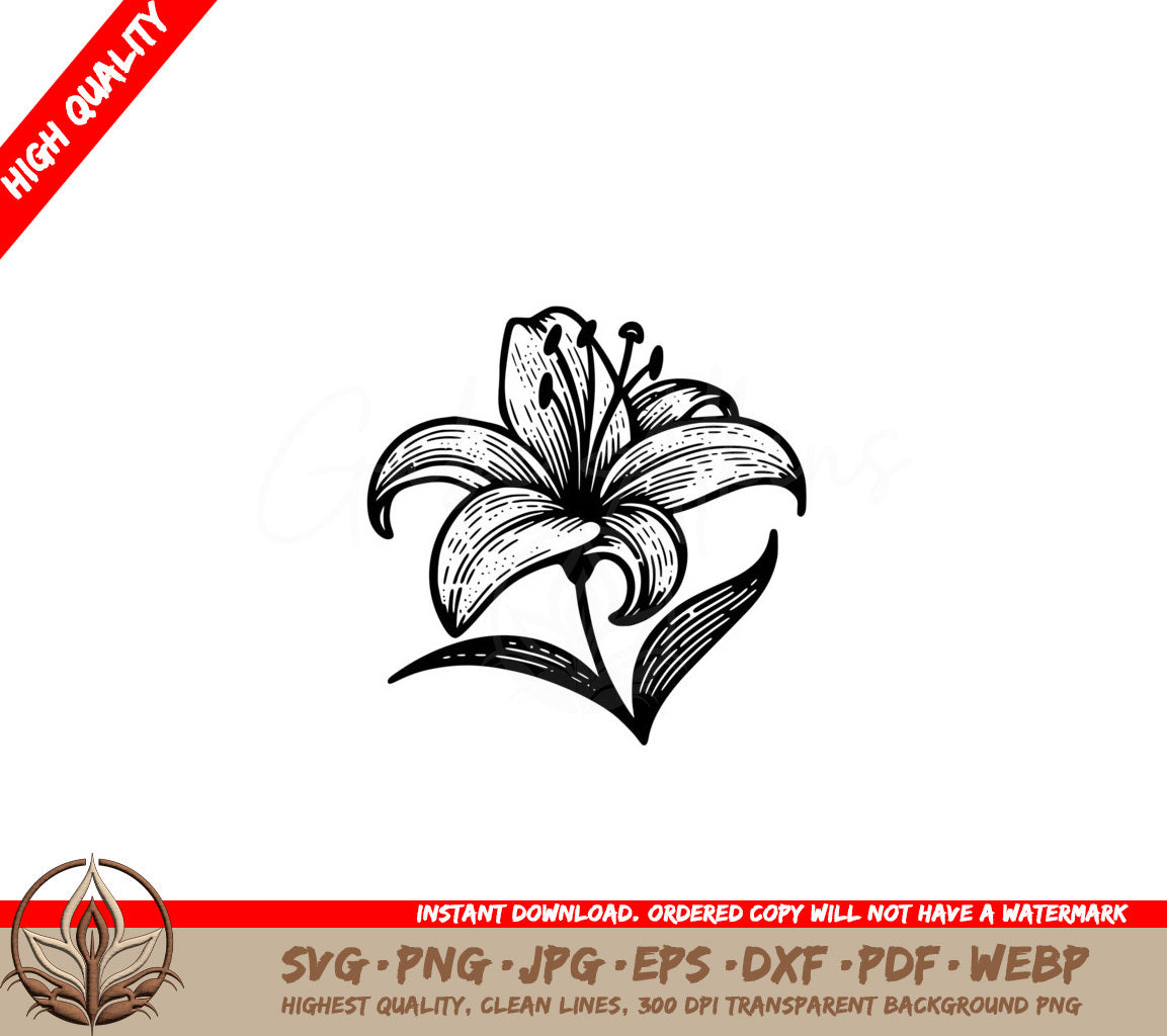 Lily Flower Elegance SVG - Digital Product in various file formats