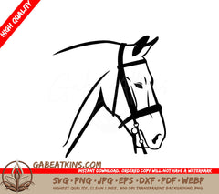  A Horses Head With A Bridle SVG - Line art horse and rope logo SVG