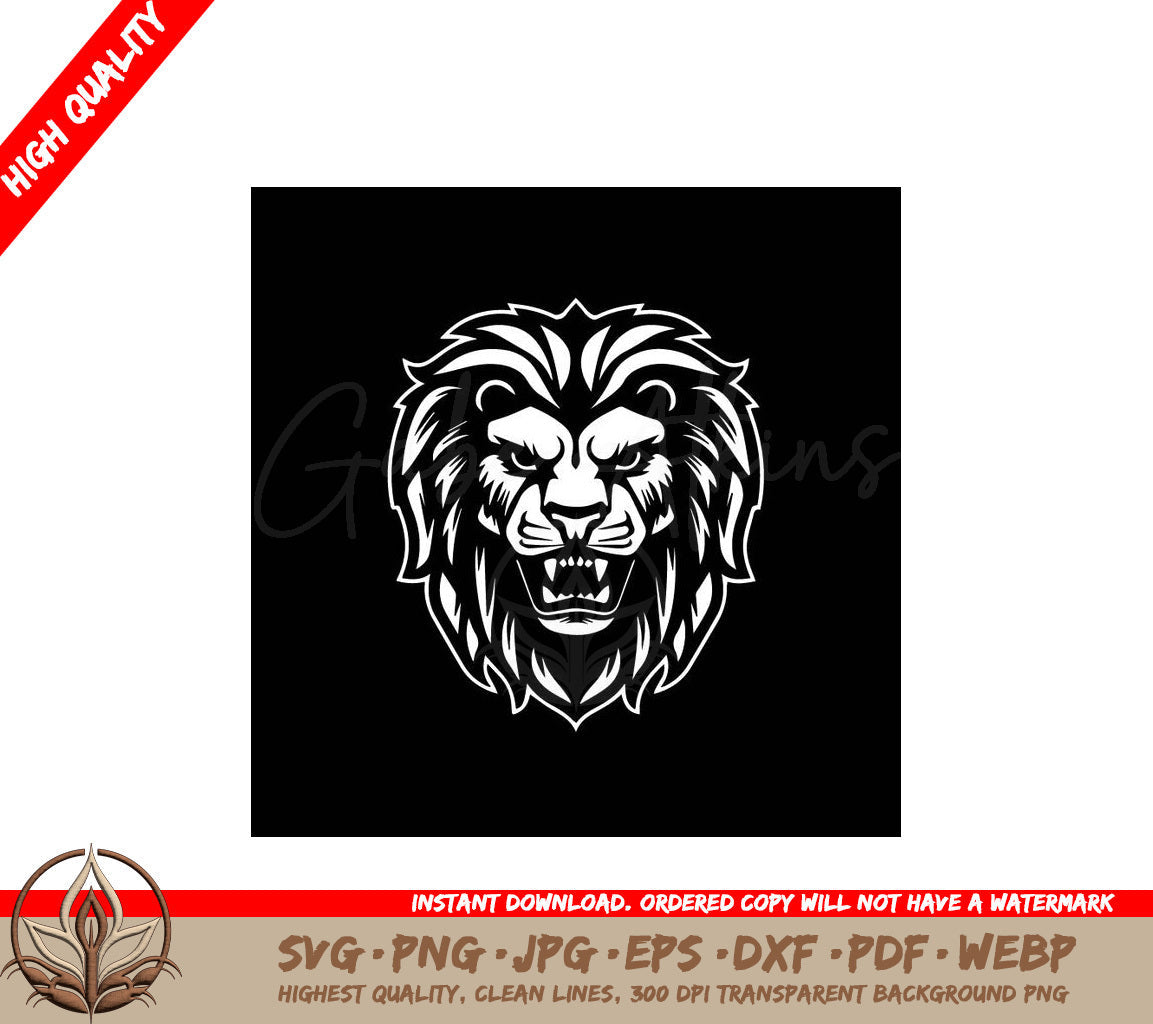 Lion Black and White Vector Illustration SVG 