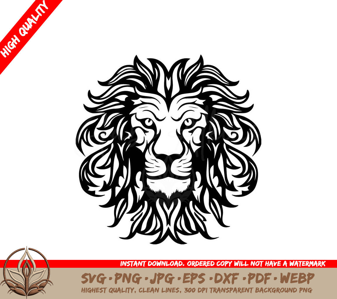 Lion Black and White Vector Illustration SVG 