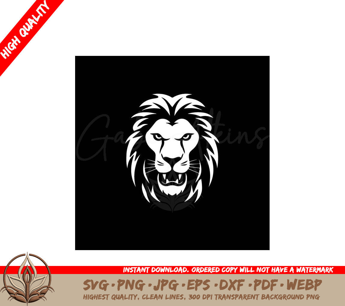 Lion Black and White Vector Illustration SVG 