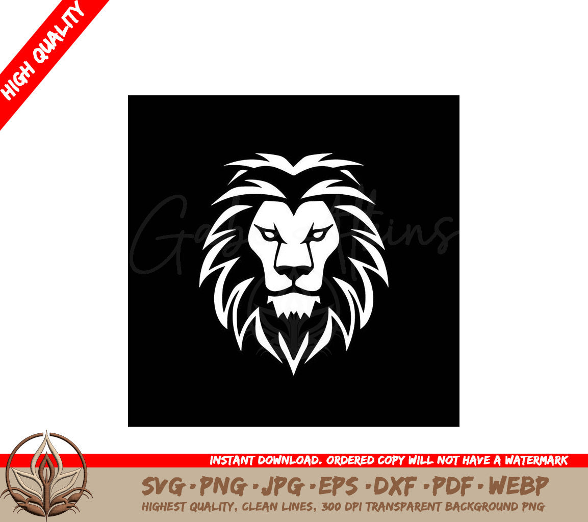 Lion Black and White Vector Illustration SVG 