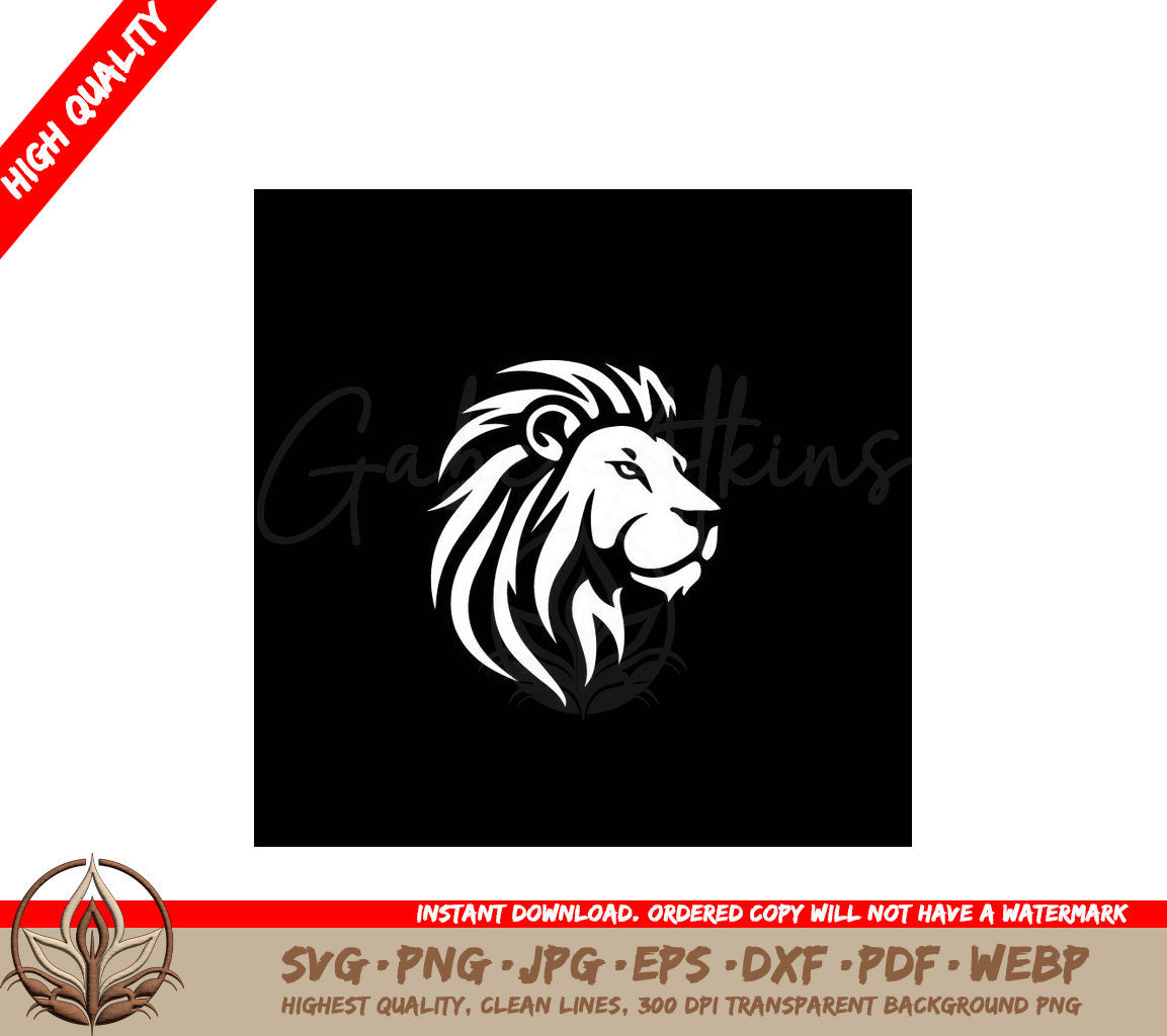 Lion Black and White Vector Illustration SVG 