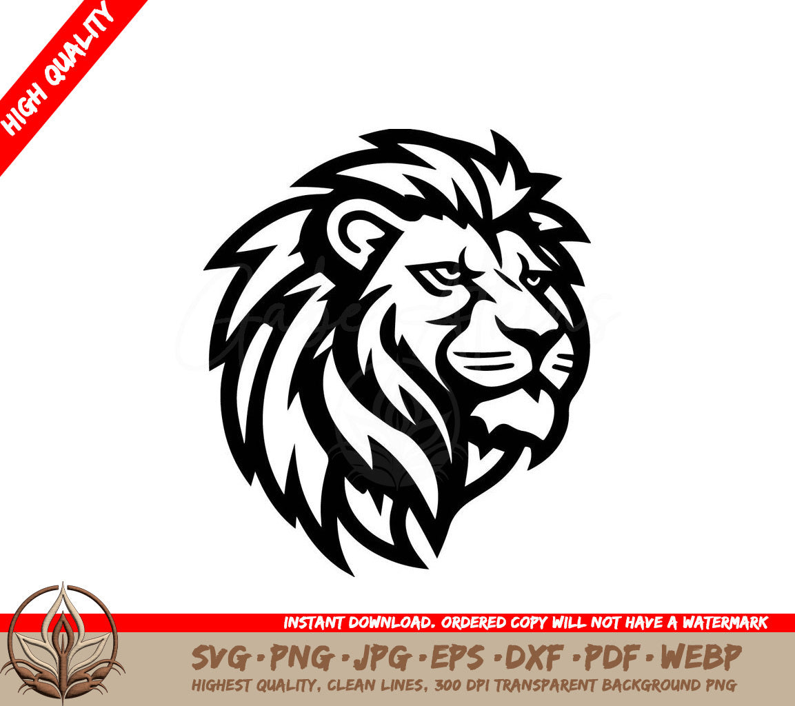 Lion Black and White Vector Illustration SVG 