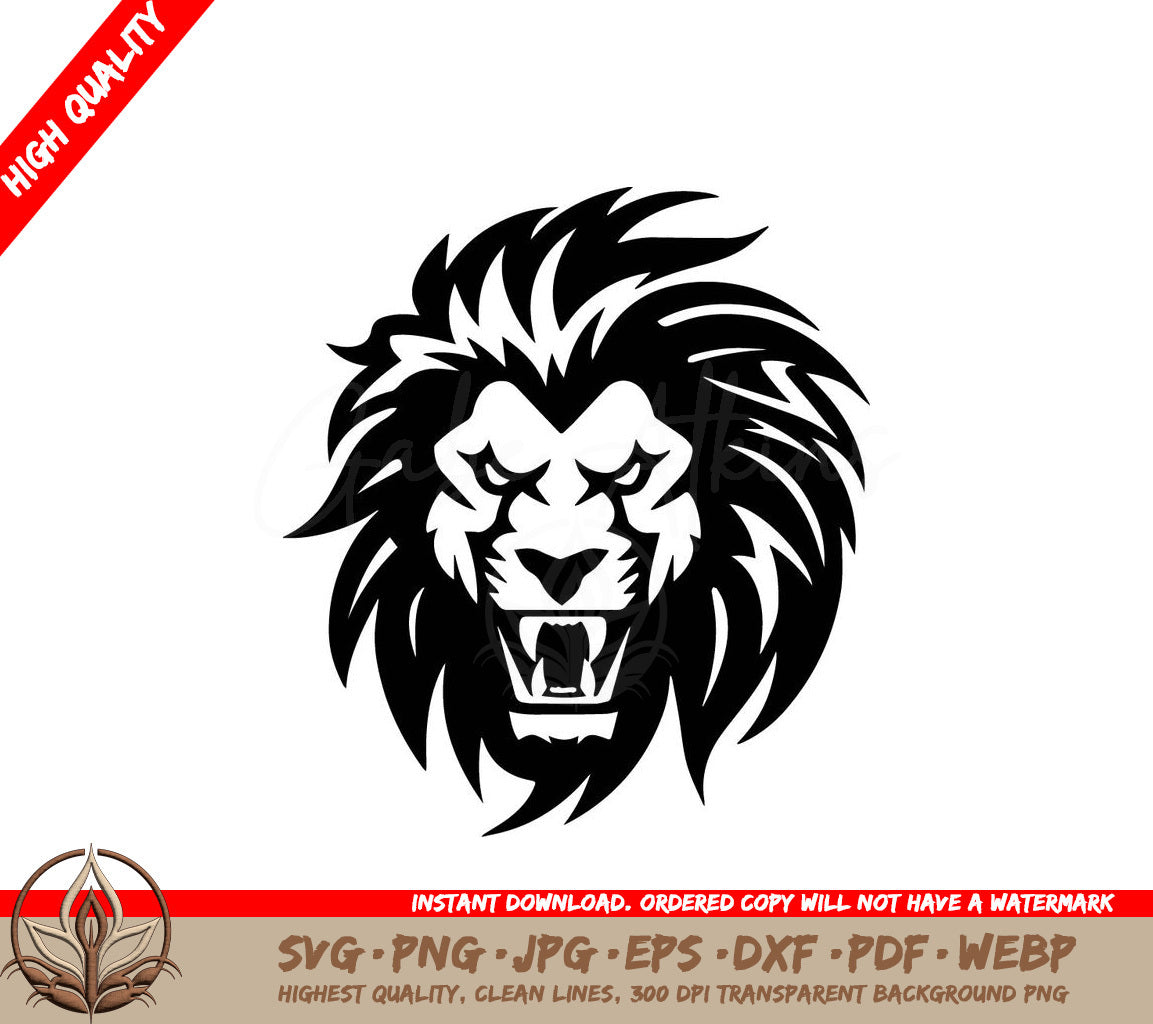 Lion Black and White Vector Illustration SVG 