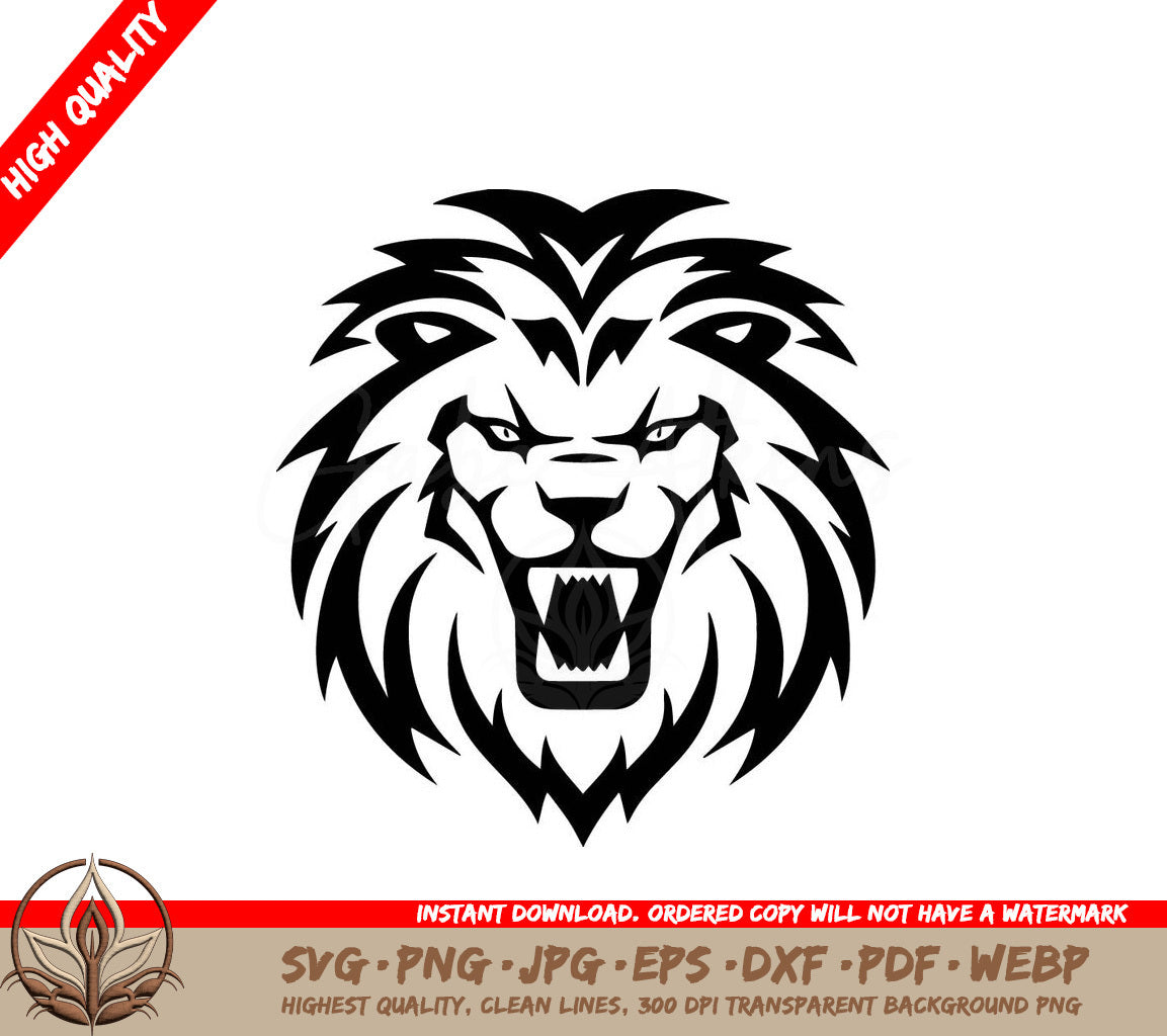 Lion Black and White Vector Illustration SVG 