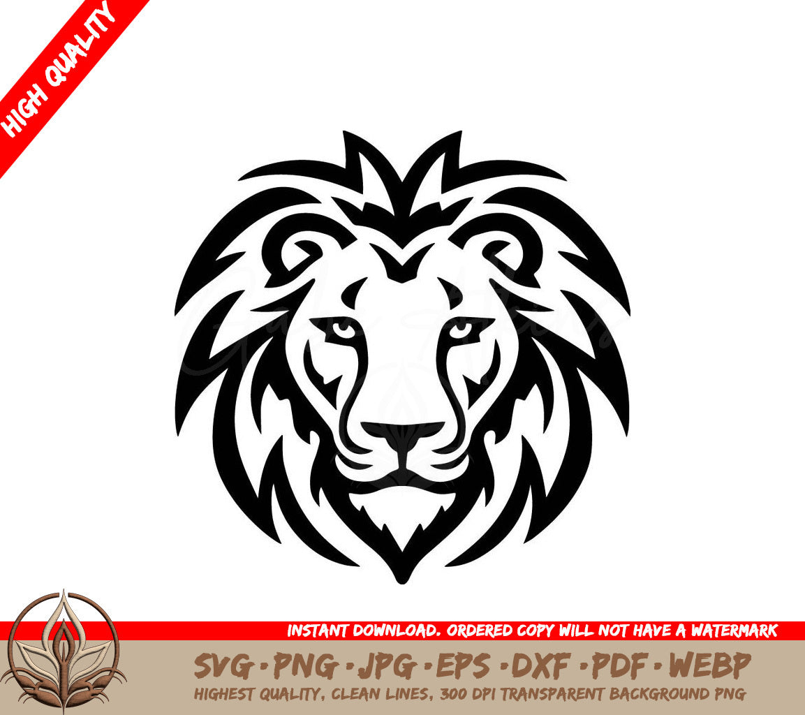 Lion Black and White Vector Illustration SVG 