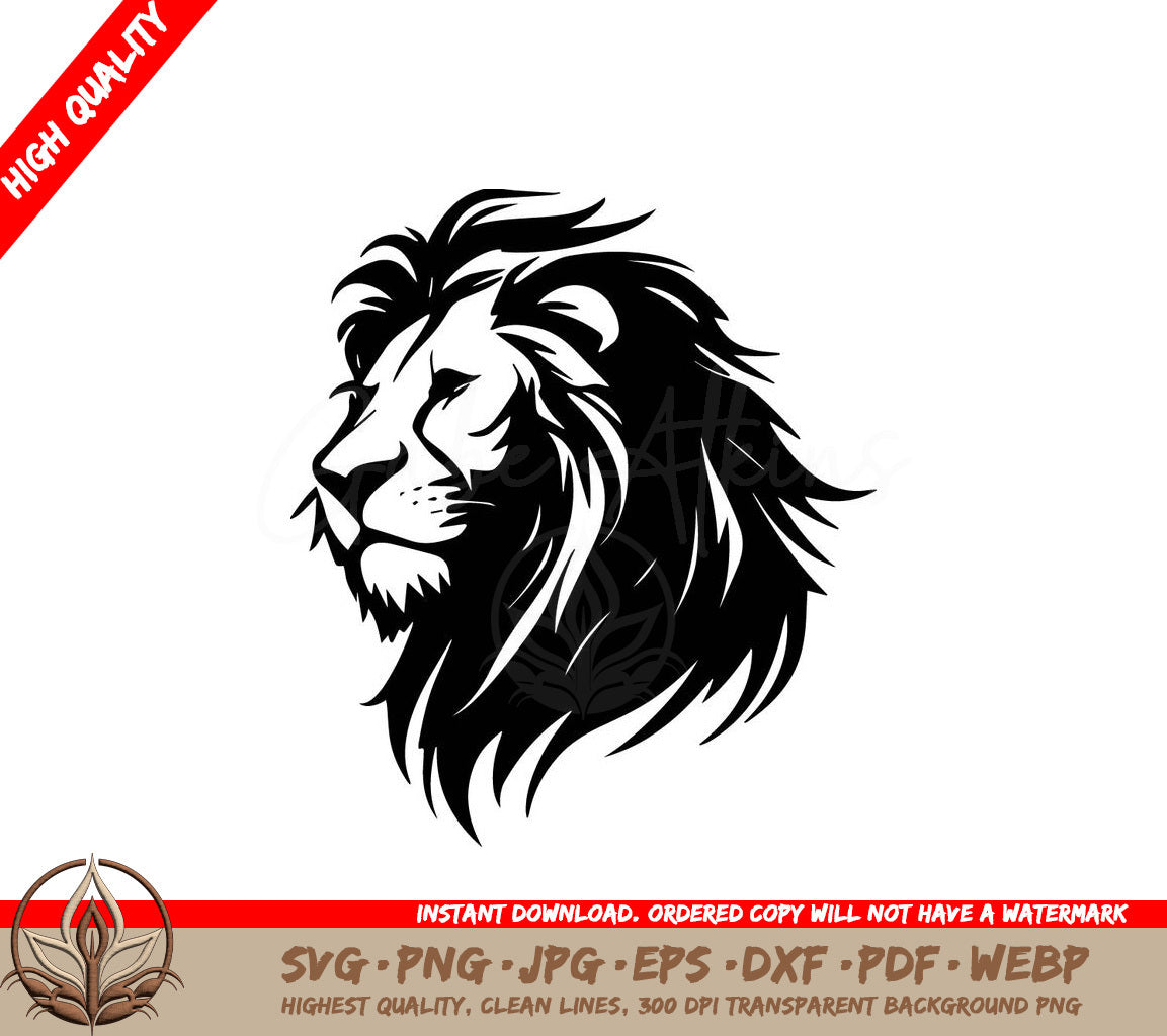 Lion Black and White Vector Illustration SVG 