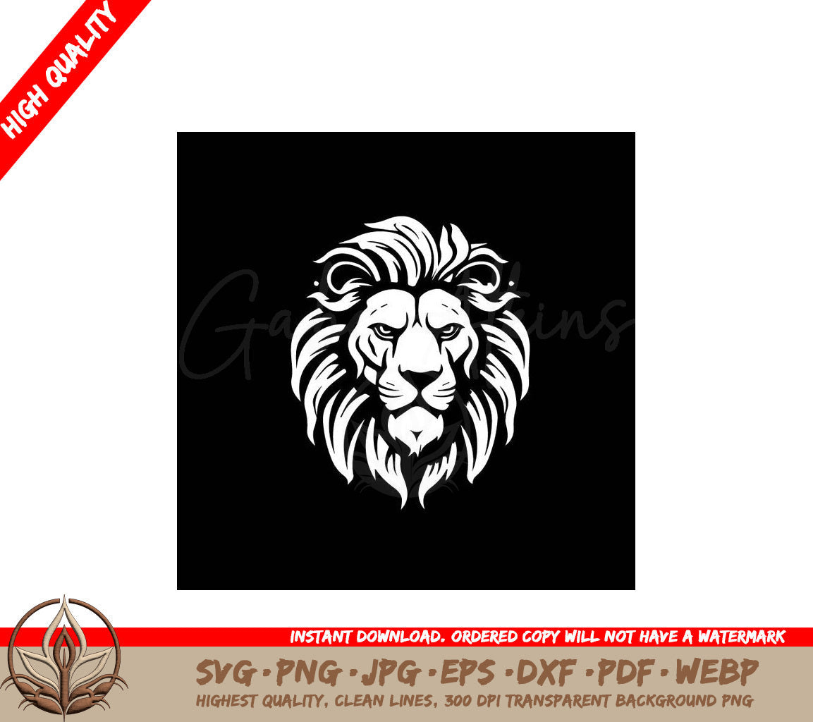 Lion Black and White Vector Illustration SVG 