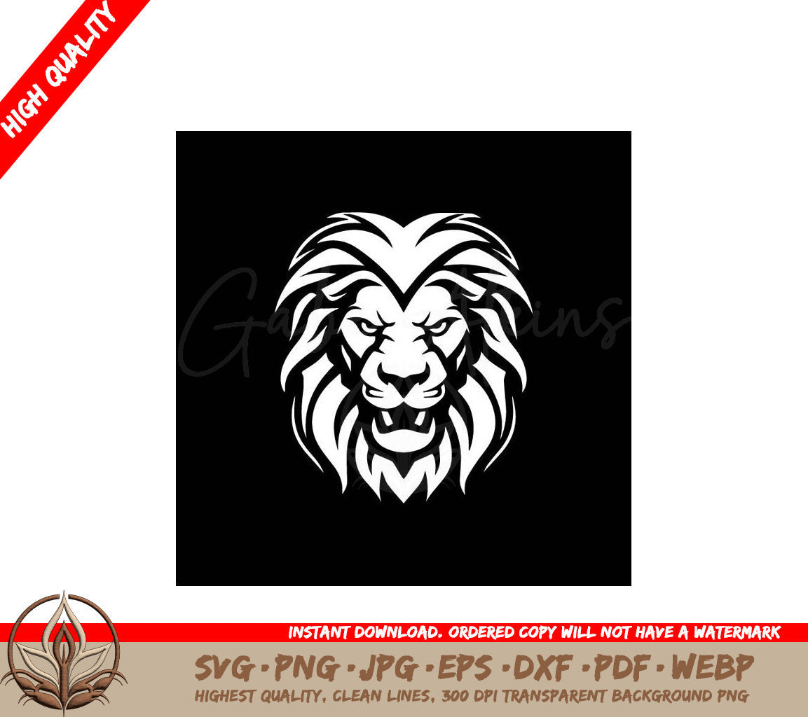 Lion Black and White Vector Illustration SVG 