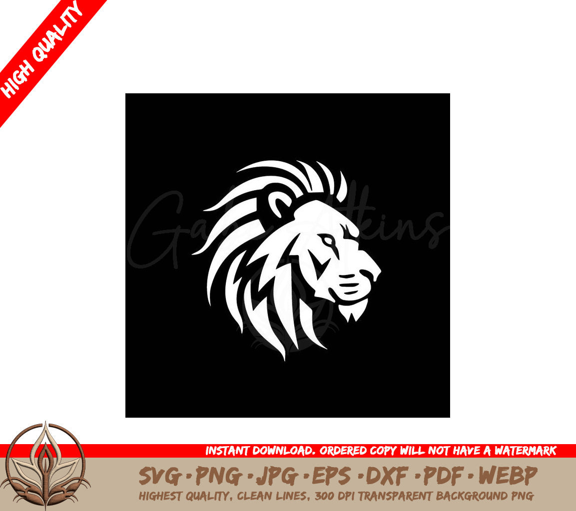 Lion Black and White Vector Illustration SVG 