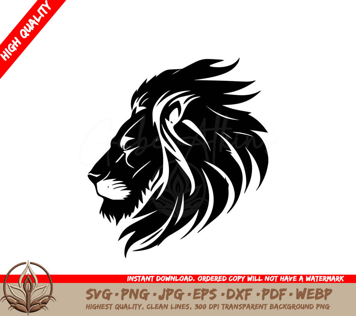 Lion Black and White Vector Illustration SVG 