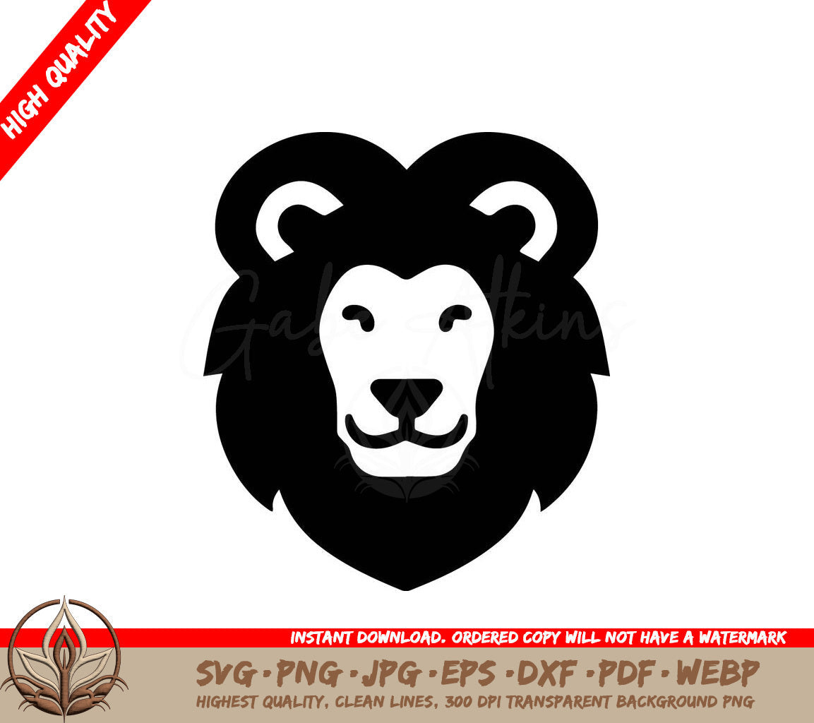 Lion Head Silhouette Vector Icon Illustration SVG 