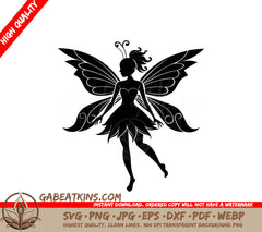  Fairy Silhouette with Butterfly Wings SVG for Tattoos SVG