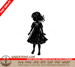 Little Girl Silhouette SVG -  Dress Vector Graphic SVG