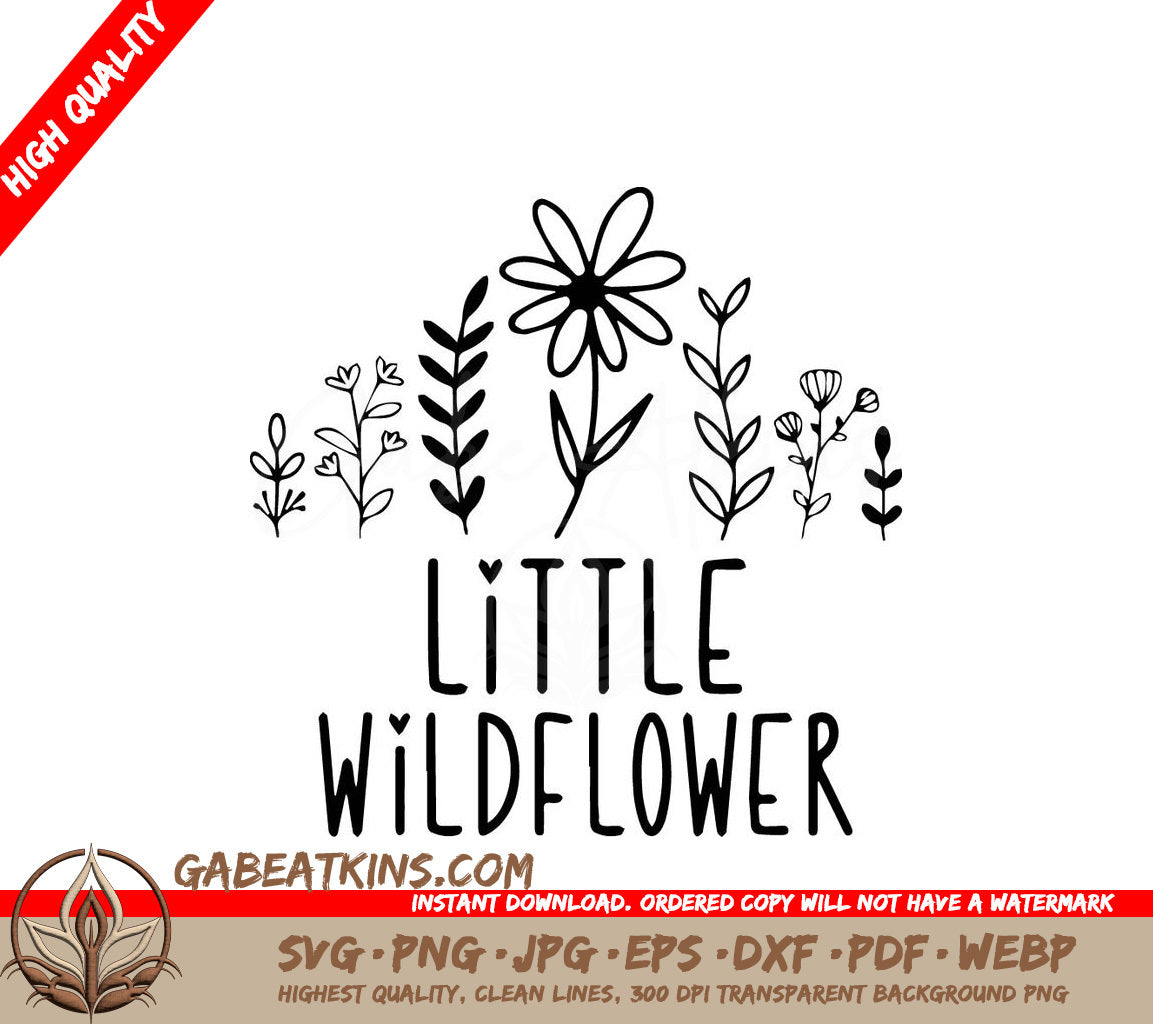 A Little Wildflower Logo With Flowers And Leaves SVG - Little WildFlower SVG SVG