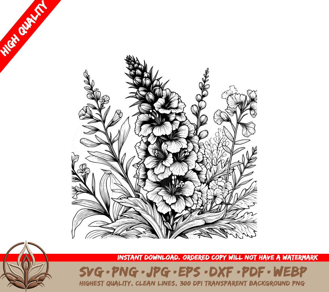 Lively Larkspur Blooms SVG Ultimate File Pack