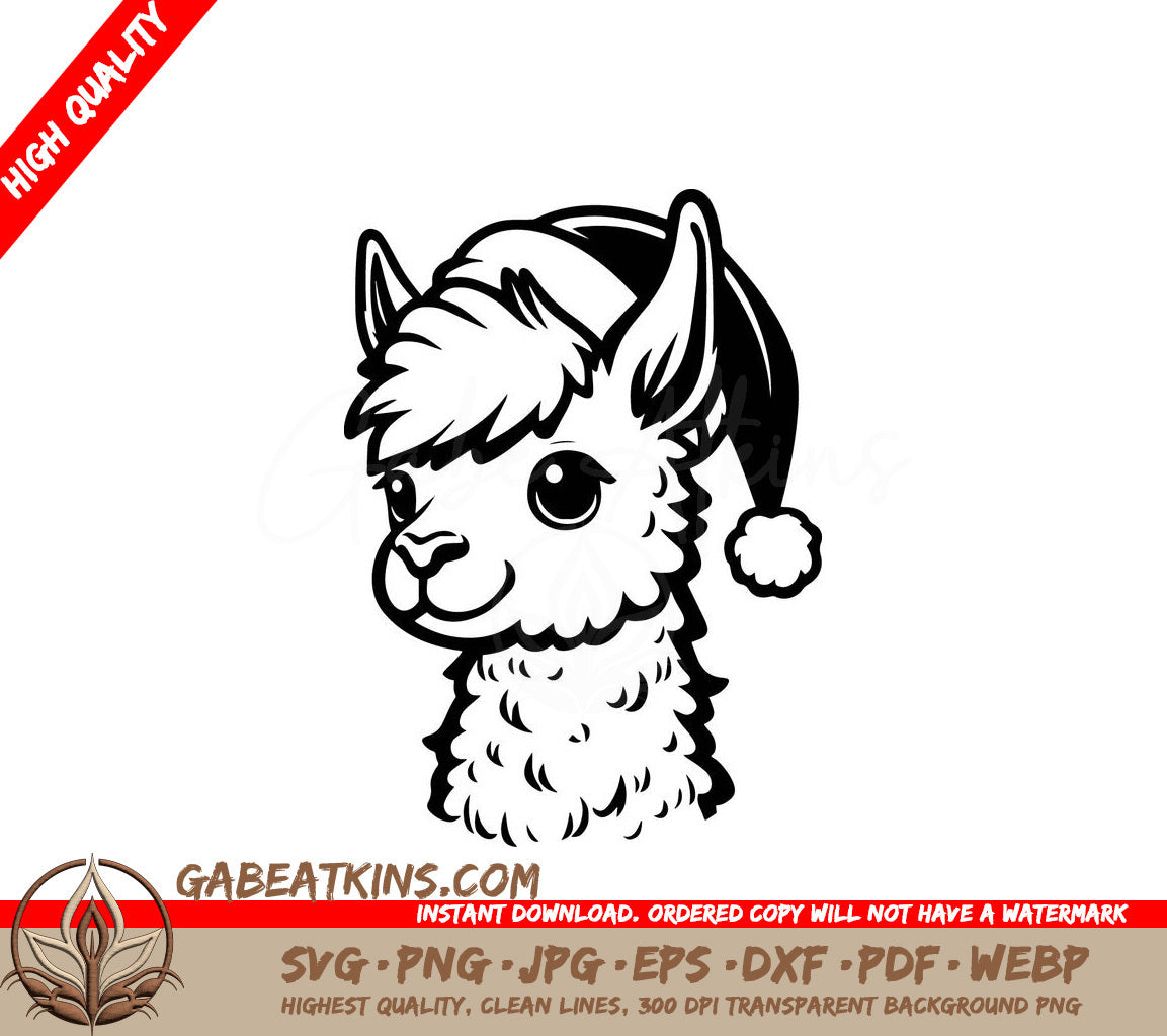  A Llama Wearing A Santa Hat SVG - Llama with Santa Hat SVG