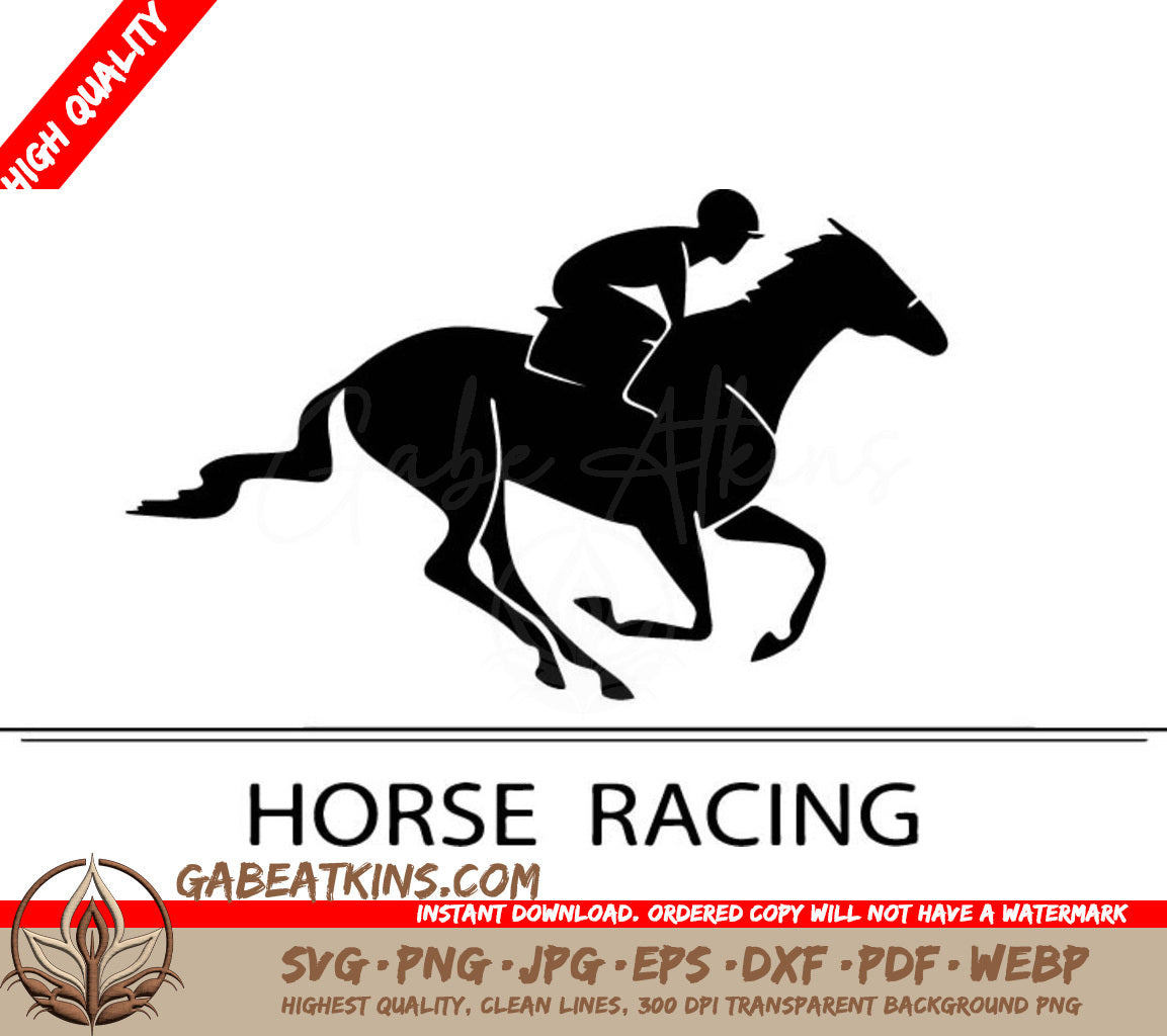 A Black And White Silhouette Of A Jockey Riding A Horse . SVG - Logo design for horse racing SVG