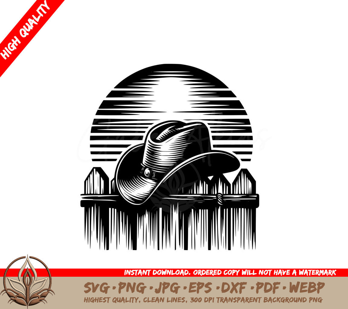 Lone Cowboy Sunset SVG - Digital file in various formats