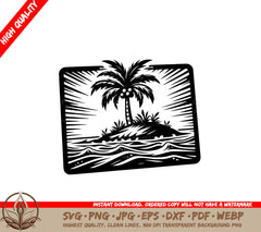 Lone Palm Postcard SVG - Digital Product in Multiple Formats