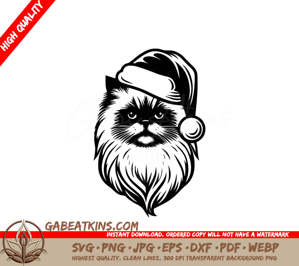  A Cat Wearing A Santa Hat SVG - Long Haired Santa Cat SVG