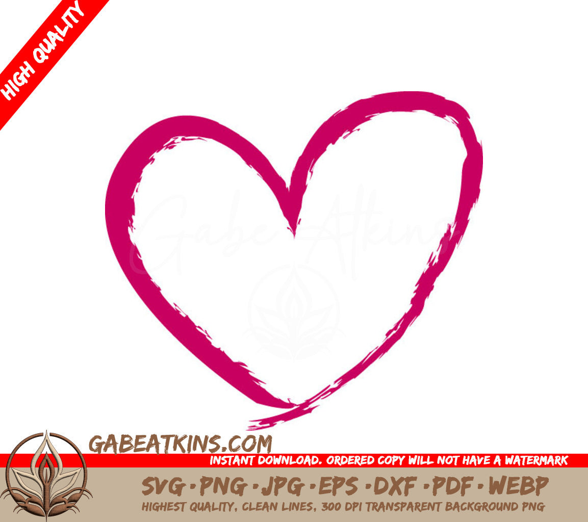 Pink Heart Brushstroke SVG - Love & Freeheart Design SVG