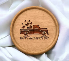 Red Truck Valentines Day SVG with Hearts - Love Design SVG