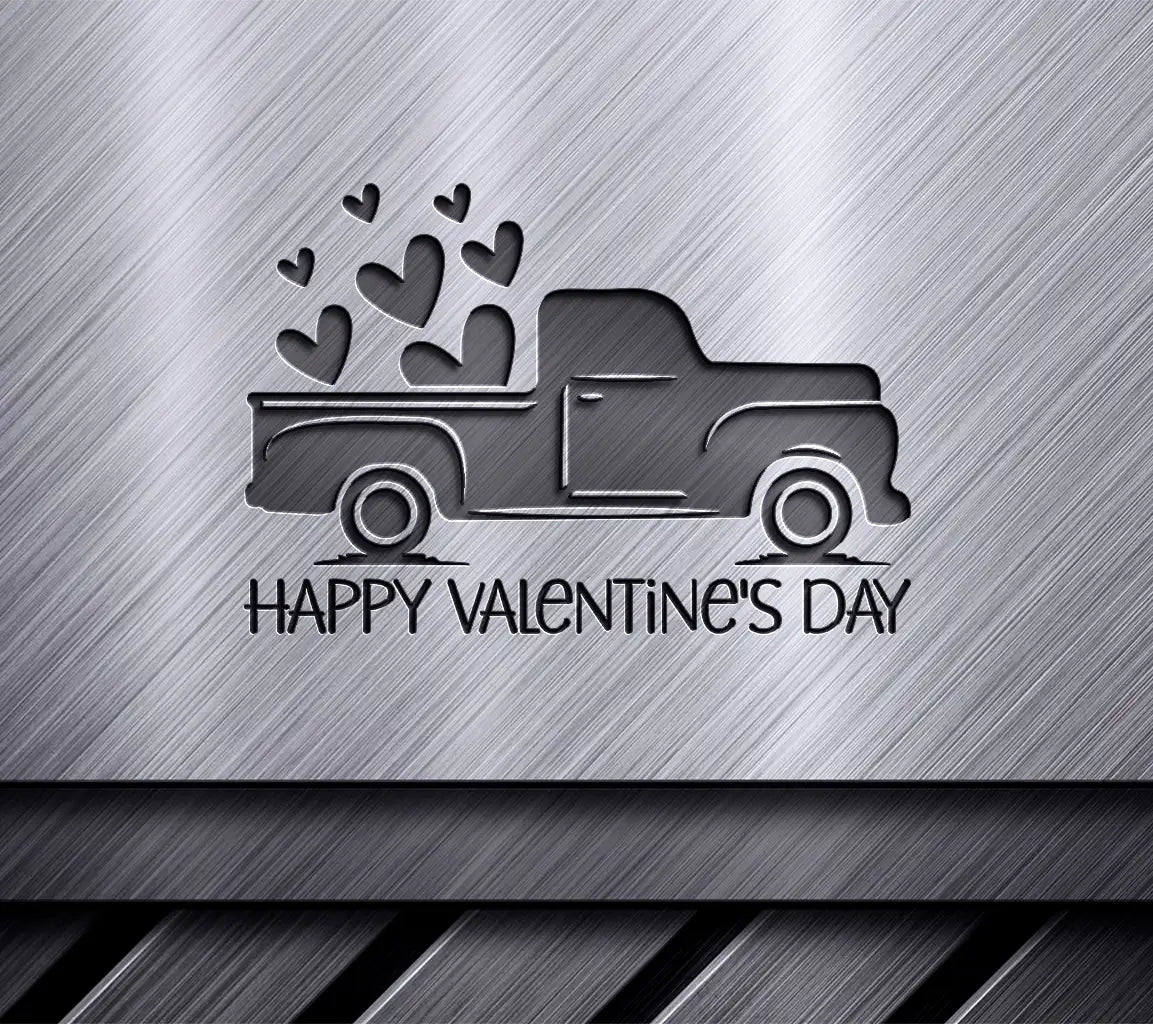 Red Truck Valentines Day SVG with Hearts - Love Design SVG