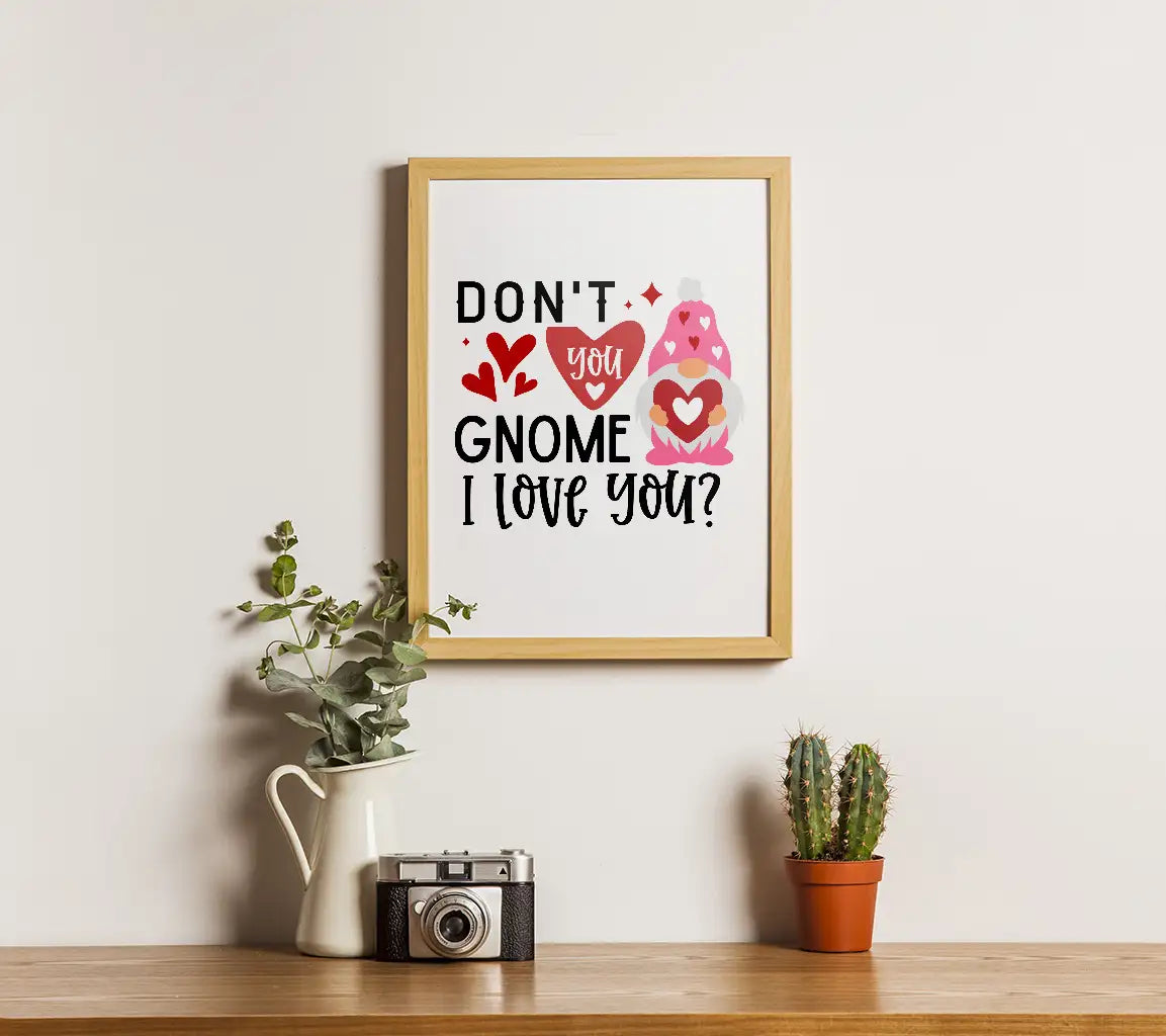 Dont Gnome I Love You Gnome Holding Heart SVG Valentines Day Cut File SVG