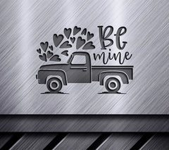 Red Truck Valentines SVG - Be Mine with Pink Hearts SVG