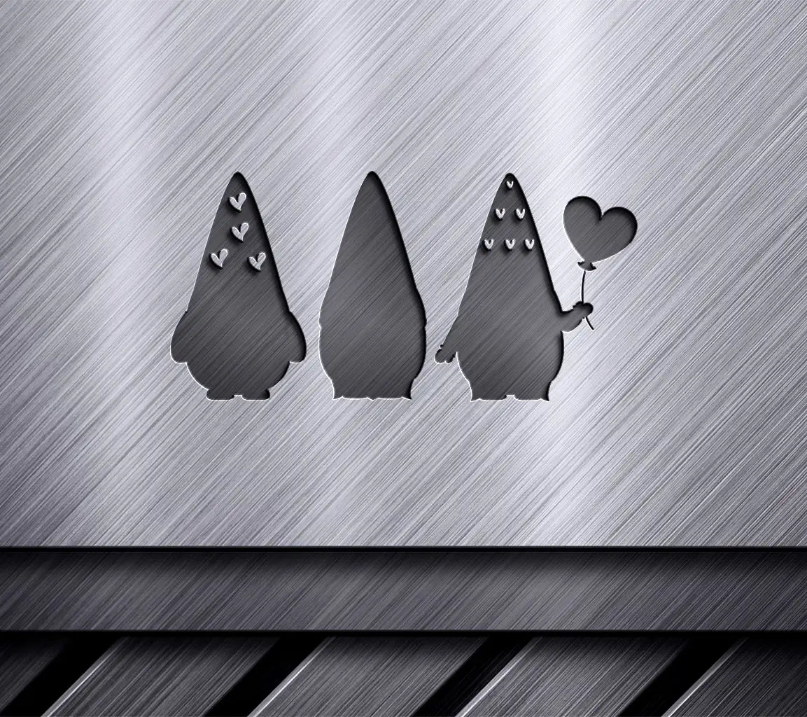 Valentines Gnomes SVG Three Gnomes with Hearts & Balloons SVG