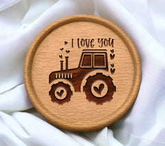 Pink Tractor I Love You Valentines SVG SVG