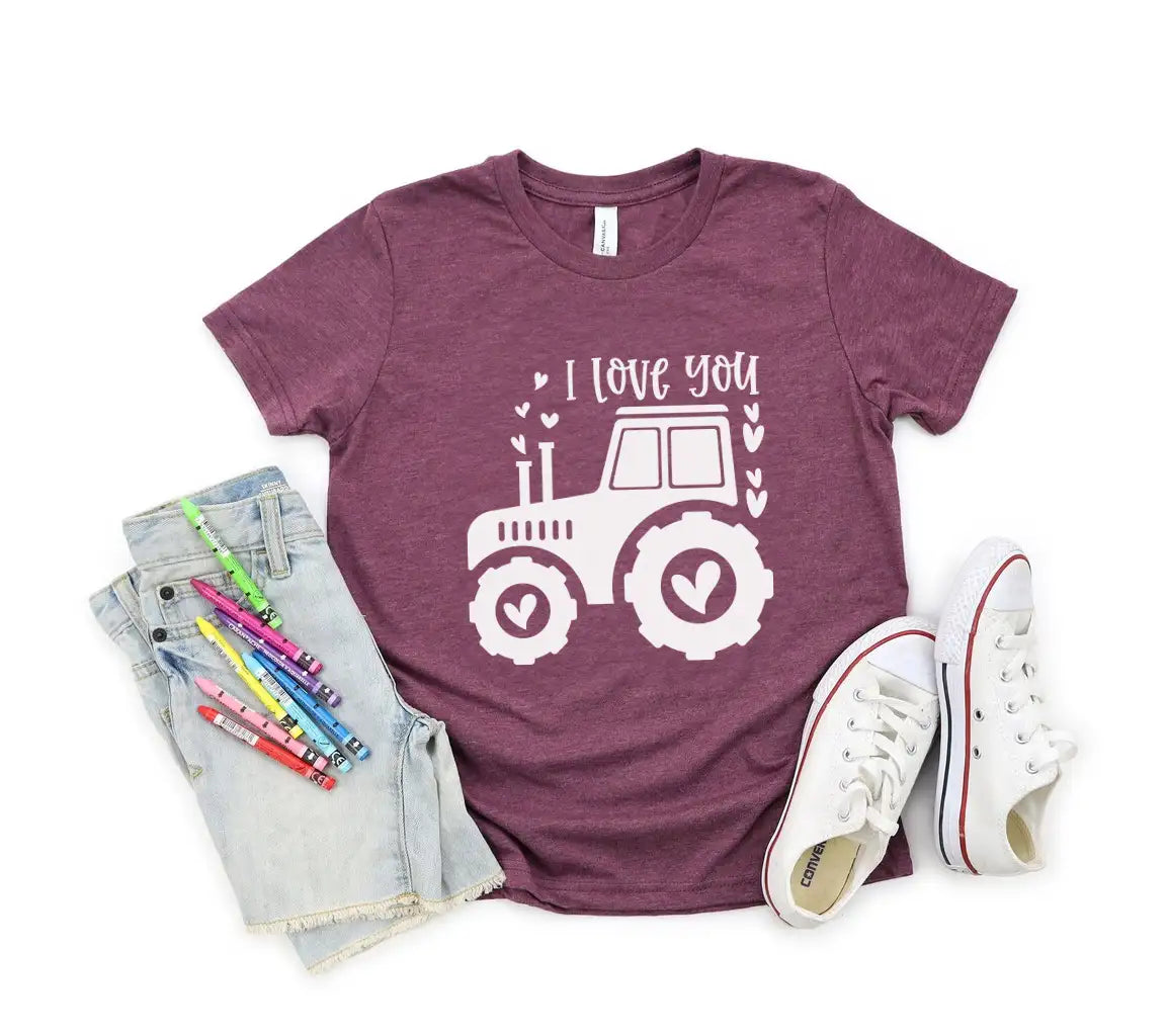 Pink Tractor I Love You Valentines SVG SVG