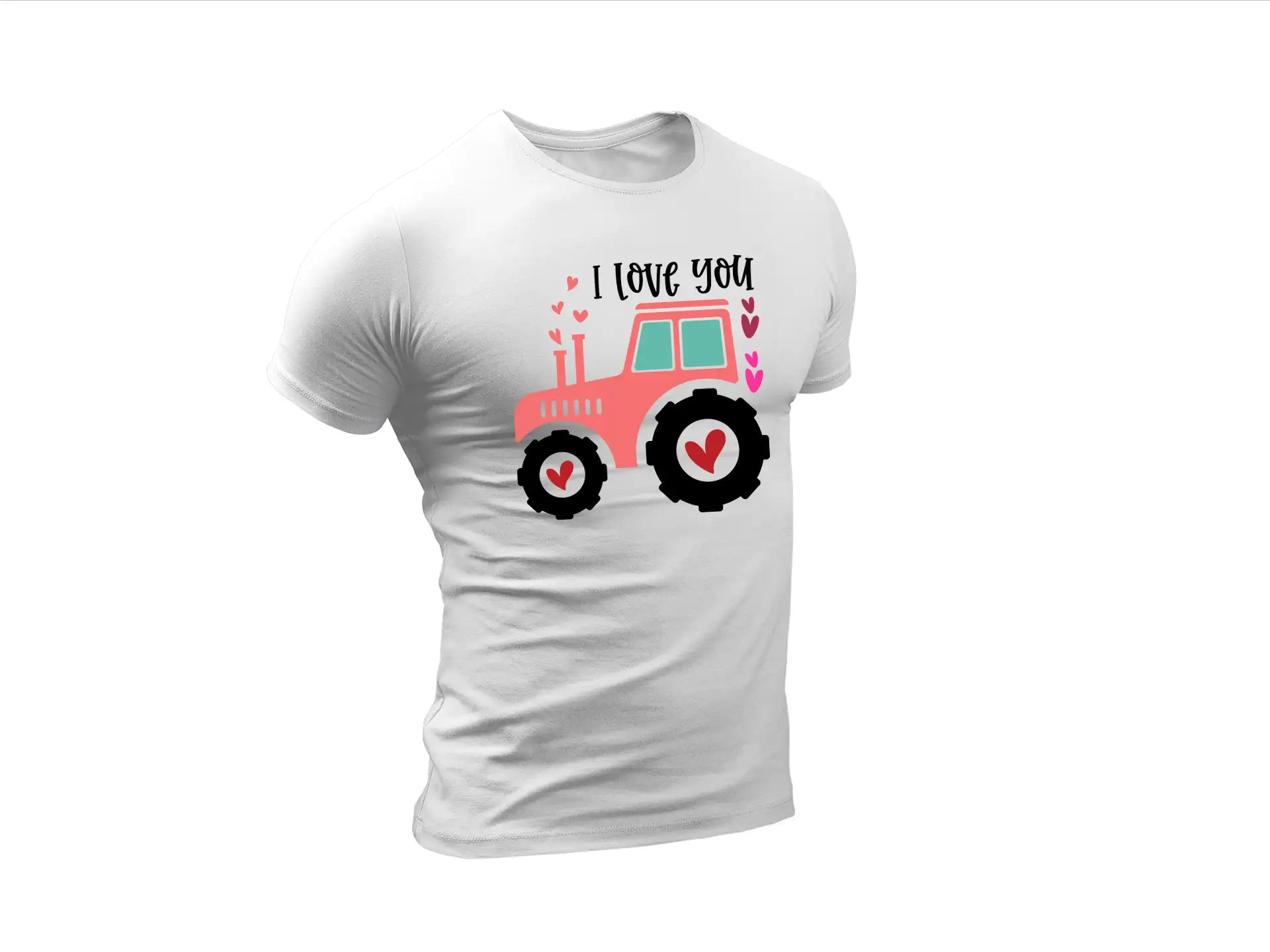 Pink Tractor I Love You Valentines SVG SVG