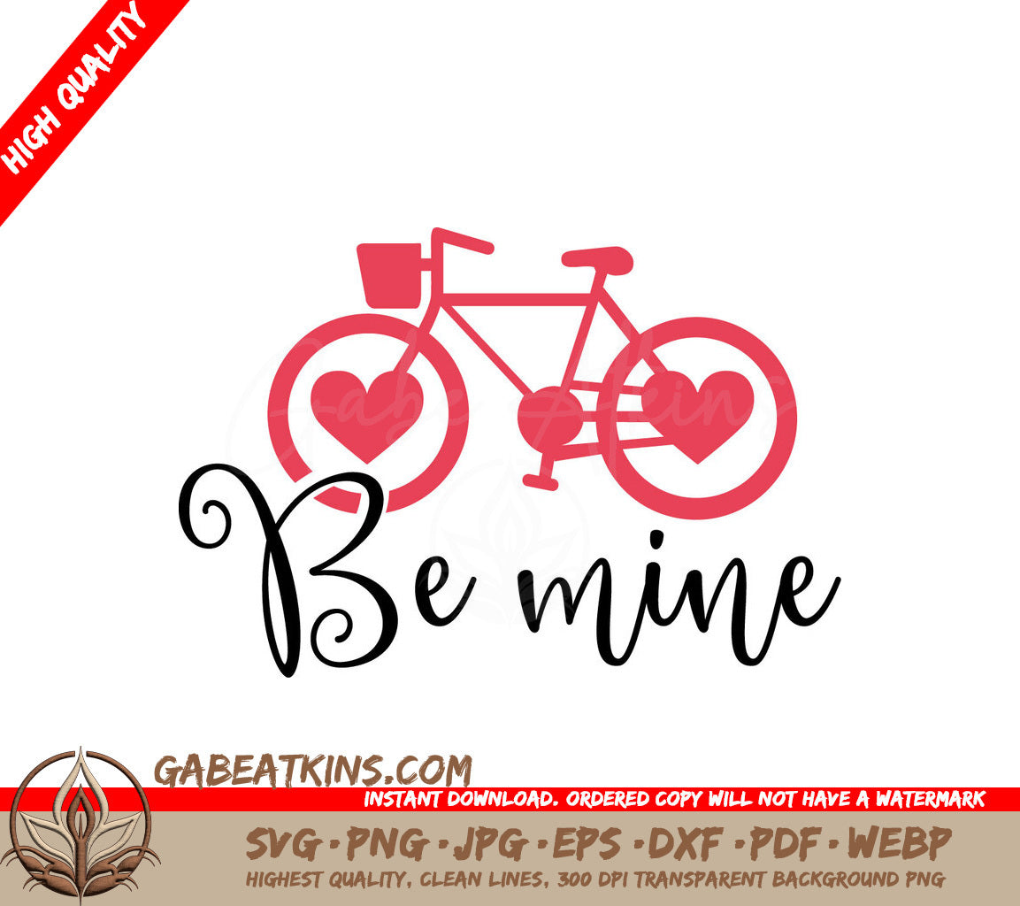 Valentines Day Be Mine Bicycle SVG Cut File SVG