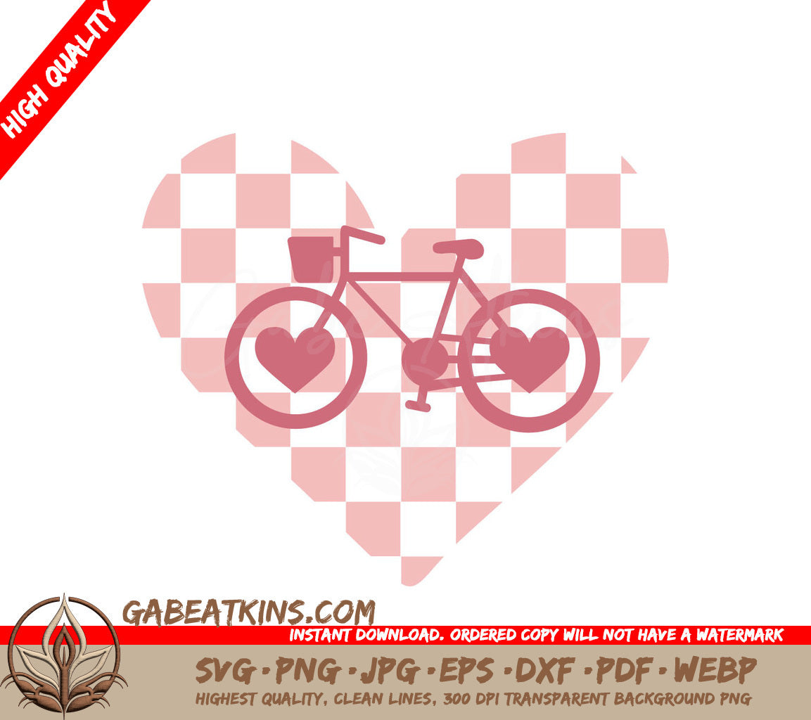 Pink Heart Bicycle SVG - Valentines Day Love Design SVG