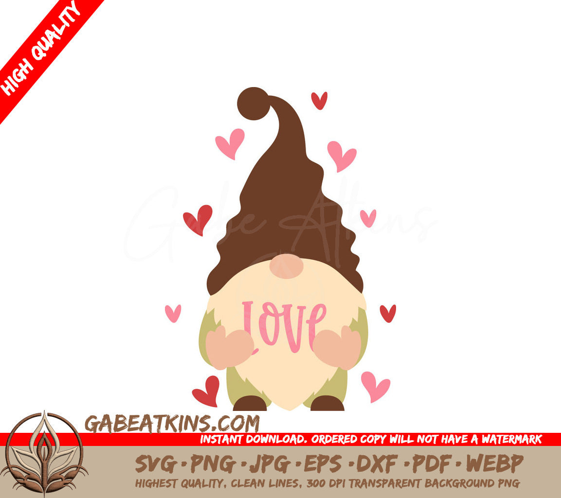 Love Gnome SVG - Valentines Day Heart Design SVG