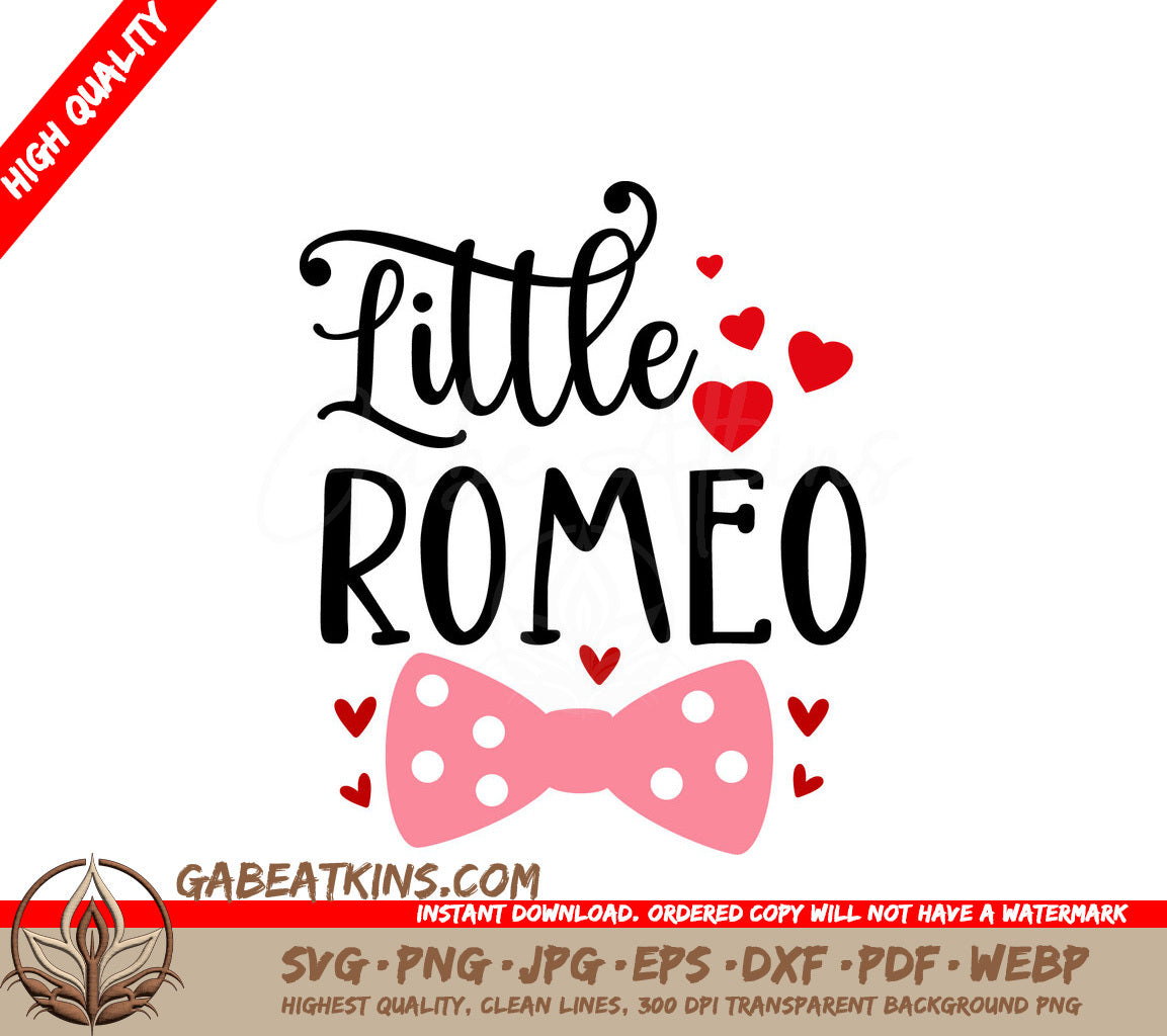 Little Romeo Valentines Day SVG with Hearts & Bow Tie SVG