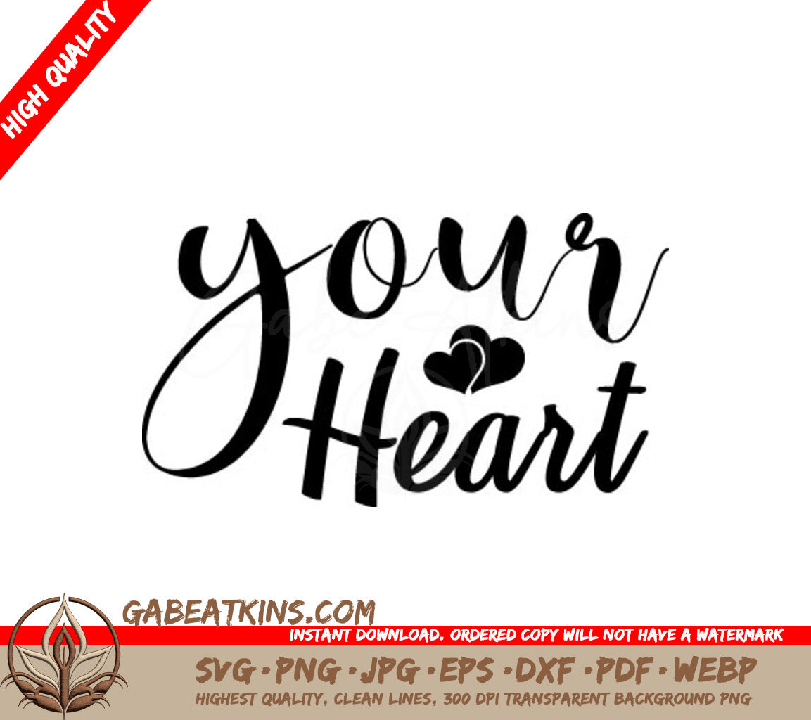 Your Heart SVG with Two Hearts - Love Heart Design SVG